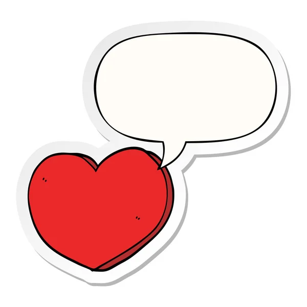 Karikatür aşk kalp ve konuşma kabarcık etiket — Stok Vektör