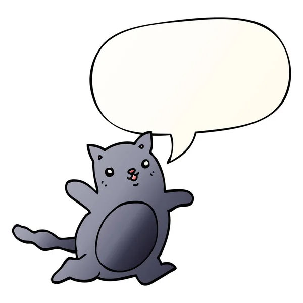 Cartoon-Katze und Sprechblase im sanften Gradienten-Stil — Stockvektor