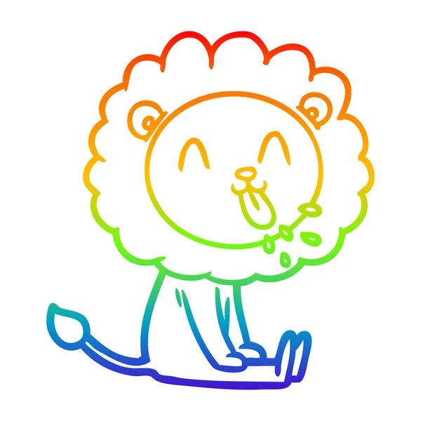 Arco iris gradiente línea dibujo feliz dibujos animados león — Archivo Imágenes Vectoriales