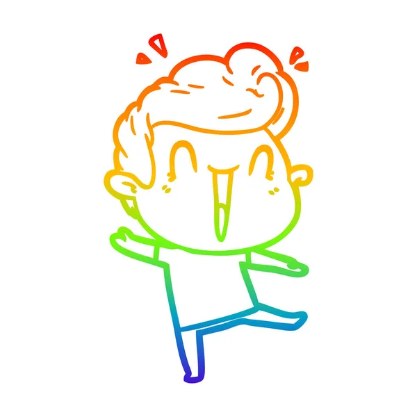 Arco iris gradiente línea dibujo dibujos animados emocionado hombre — Vector de stock