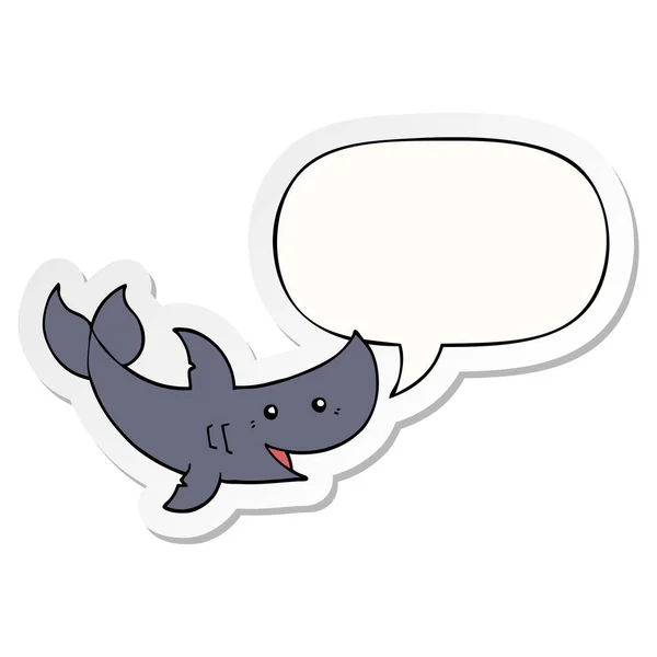 Cartoon shark and speech bubble sticker — Stock Vector