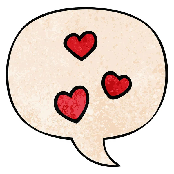 Cartoon Love Heart und Sprechblase im Retro-Stil — Stockvektor
