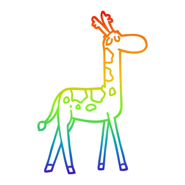 Веселка градієнтна лінія малюнок мультфільм смішний жираф — стоковий вектор