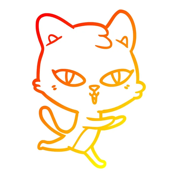 Ζεστό γραμμή διαβάθμισης σχέδιο γάτα καρτούν — Διανυσματικό Αρχείο