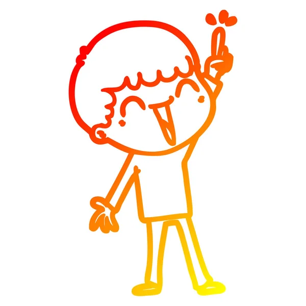Warme Gradientenlinie Zeichnung Cartoon glücklicher Mann — Stockvektor