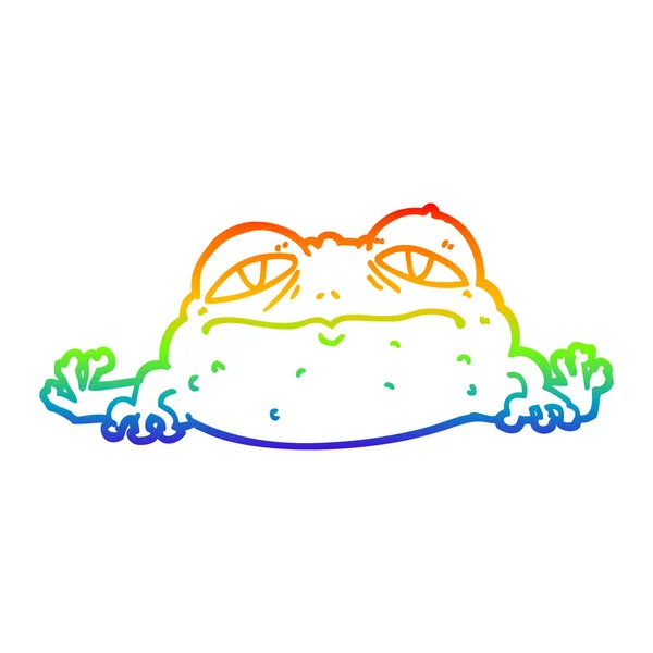 Regnbuegradientlinje tegnefilm stygg frosk – stockvektor