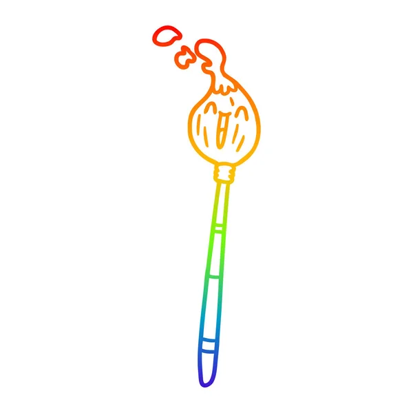 Rainbow gradient ligne dessin heureux dessin animé pinceau — Image vectorielle