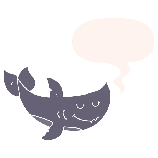 Tiburón de dibujos animados y burbuja del habla en estilo retro — Archivo Imágenes Vectoriales