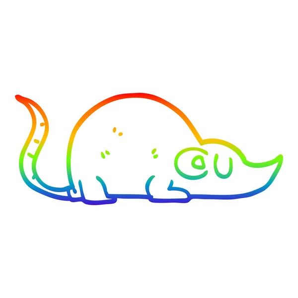 Arco iris gradiente línea dibujo dibujos animados ratón — Vector de stock
