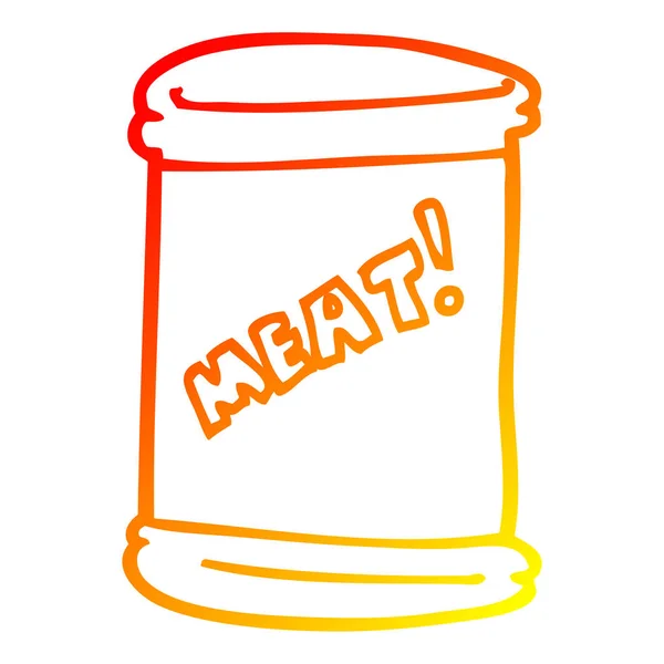 Linha de gradiente quente desenho cartoon lata de carne —  Vetores de Stock
