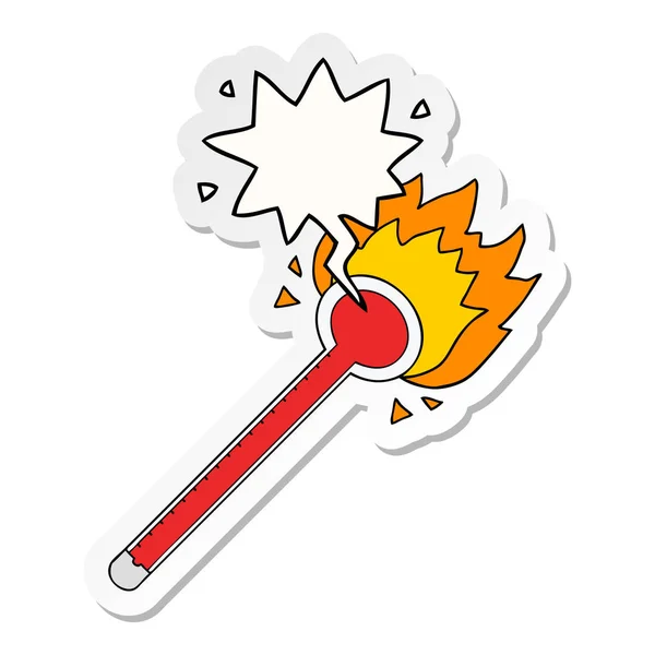 Cartoon thermometer en toespraak bubble sticker — Stockvector