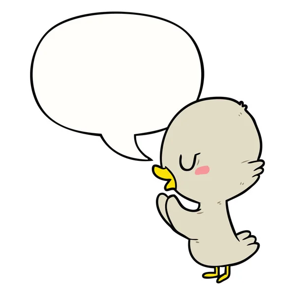 Mignon canard dessin animé et bulle de la parole — Image vectorielle