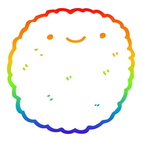 Rainbow gradient linje ritning tecknad kex — Stock vektor
