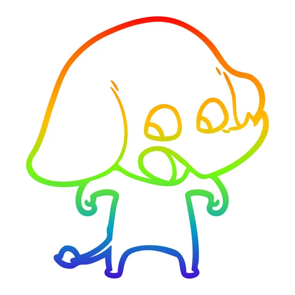 Arco iris gradiente línea dibujo lindo dibujos animados elefante — Archivo Imágenes Vectoriales