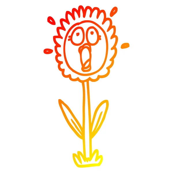 Sıcak degrade çizgi çizim karikatür şok ayçiçeği — Stok Vektör