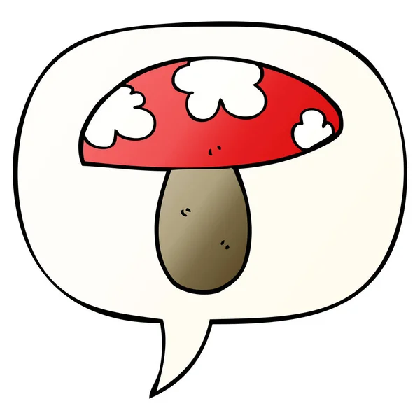 Cartoon mushroom and speech bubble in smooth gradient style — Stock Vector