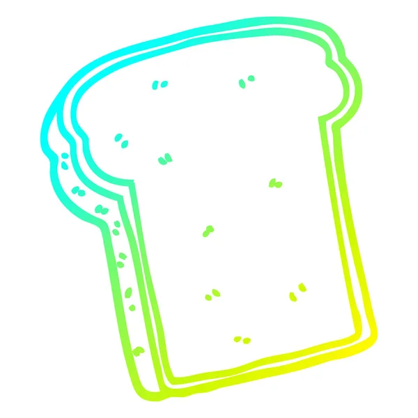 Koude gradiënt lijntekening cartoon segment van brood — Stockvector