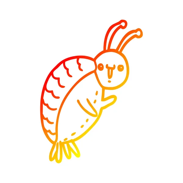 Línea de gradiente caliente dibujo escarabajo de dibujos animados — Vector de stock