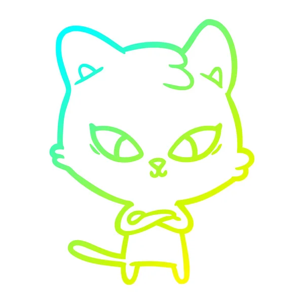 冷梯度线绘制可爱的卡通猫 — 图库矢量图片