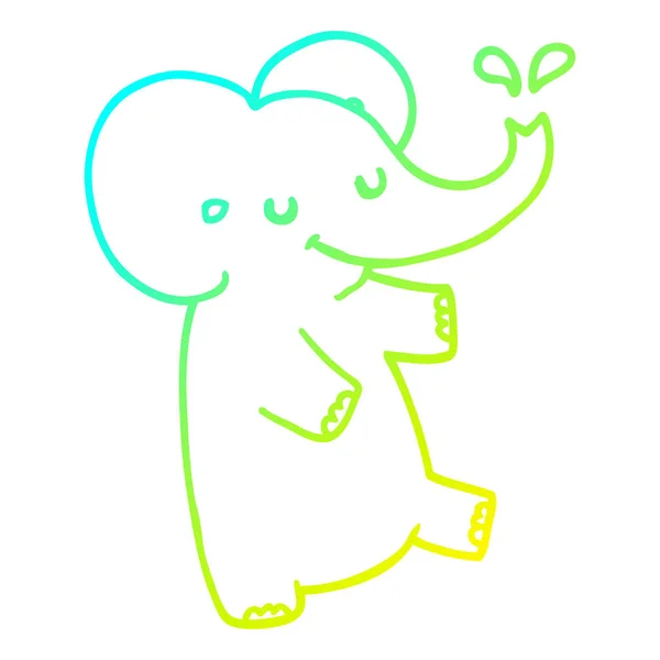 Linha gradiente frio desenho cartoon dança elefante — Vetor de Stock