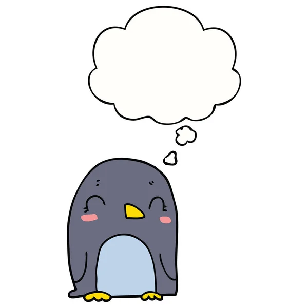 Pinguino del fumetto e bolla di pensiero — Vettoriale Stock