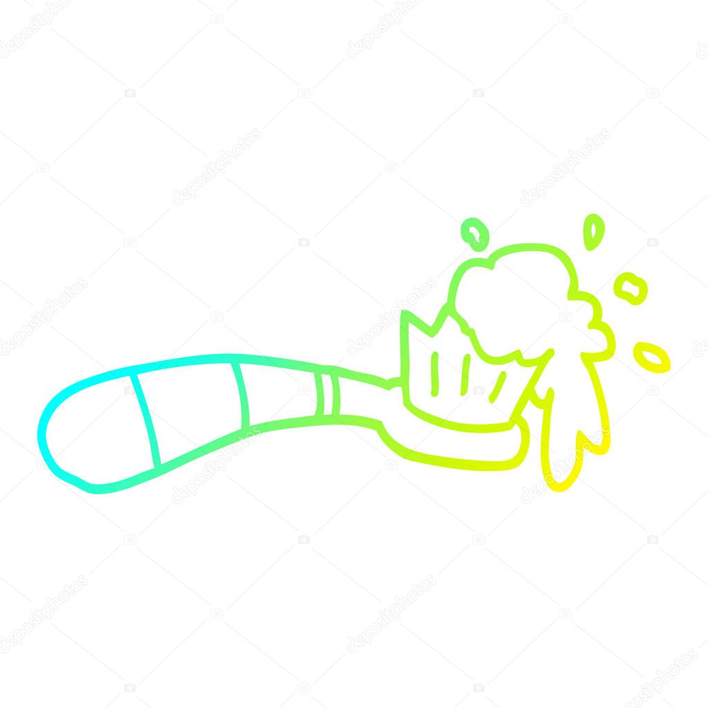 cold gradient line drawing cartoon toothbrush