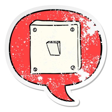 karikatür ışık anahtarı ve konuşma balonu sıkıntılı etiket