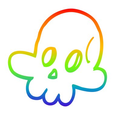 gökkuşağı gradyan çizgi çizim karikatür halloween kafatası