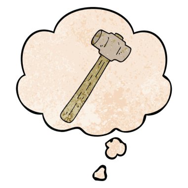 karikatür balyoz ve grunge doku patter düşünce balonu