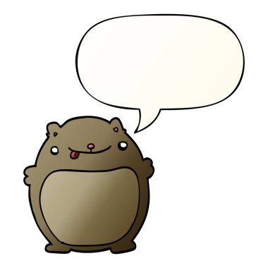 düzgün degrade tarzında karikatür yağ ayı ve konuşma balonu