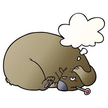 pürüzsüz gradi bir boğaz kafası ve düşünce balonu ile karikatür ayı