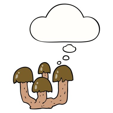 karikatür mantar ve düşünce balonu
