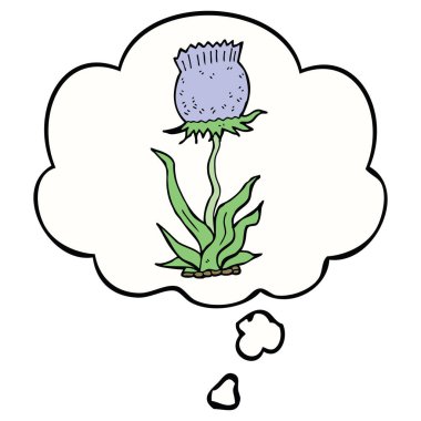 karikatür vahşi çiçek ve düşünce balonu