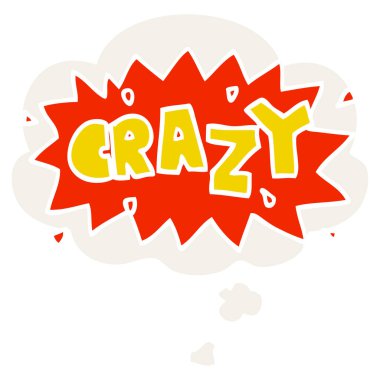 retro tarzında karikatür kelime deli ve düşünce balonu