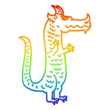 gökkuşağı degrade çizgi çizim karikatür büyülü ejderha