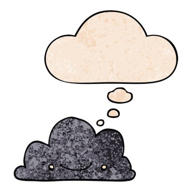 sevimli karikatür bulut ve grunge doku desen düşünce balonu 