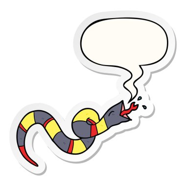 karikatür hissing yılan ve konuşma kabarcık etiket