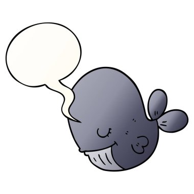 düzgün degrade tarzında karikatür balina ve konuşma balonu