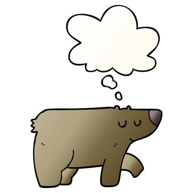 çizgi film ayısı ve pürüzsüz degrade tarzında düşünce balonu