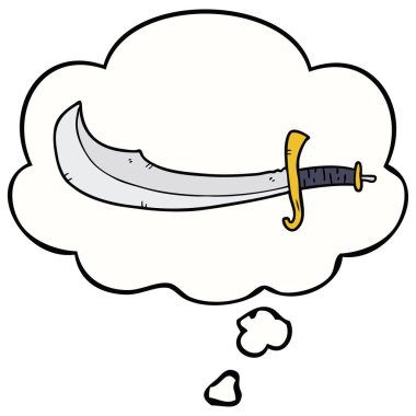 karikatür scimitar ve düşünce balonu