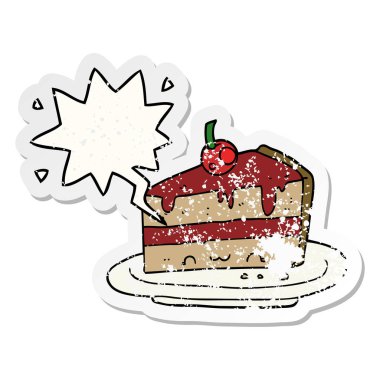 karikatür pasta ve konuşma balonu sıkıntılı etiket