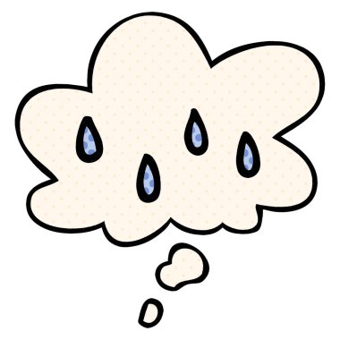 çizgi film yağmuru ve çizgi roman tarzında düşünce balonu