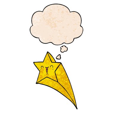 karikatür çekim yıldız ve grunge doku patte düşünce balonu