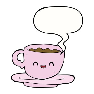 kahve ve konuşma balonu karikatür sıcak fincan