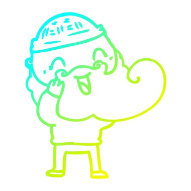 soğuk degrade çizgi çizim mutlu sakallı adam