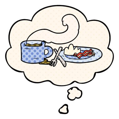 çizgi film kahvaltı ve çizgi roman tarzında düşünce balonu