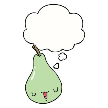 karikatür armut ve düşünce balonu