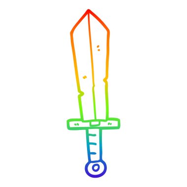 gökkuşağı degrade çizgi çizim karikatür eski kılıç