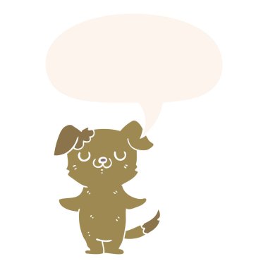 retro tarzında karikatür köpek yavrusu ve konuşma balonu