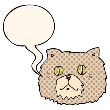 çizgi film kedi yüz ve çizgi roman tarzında konuşma balonu